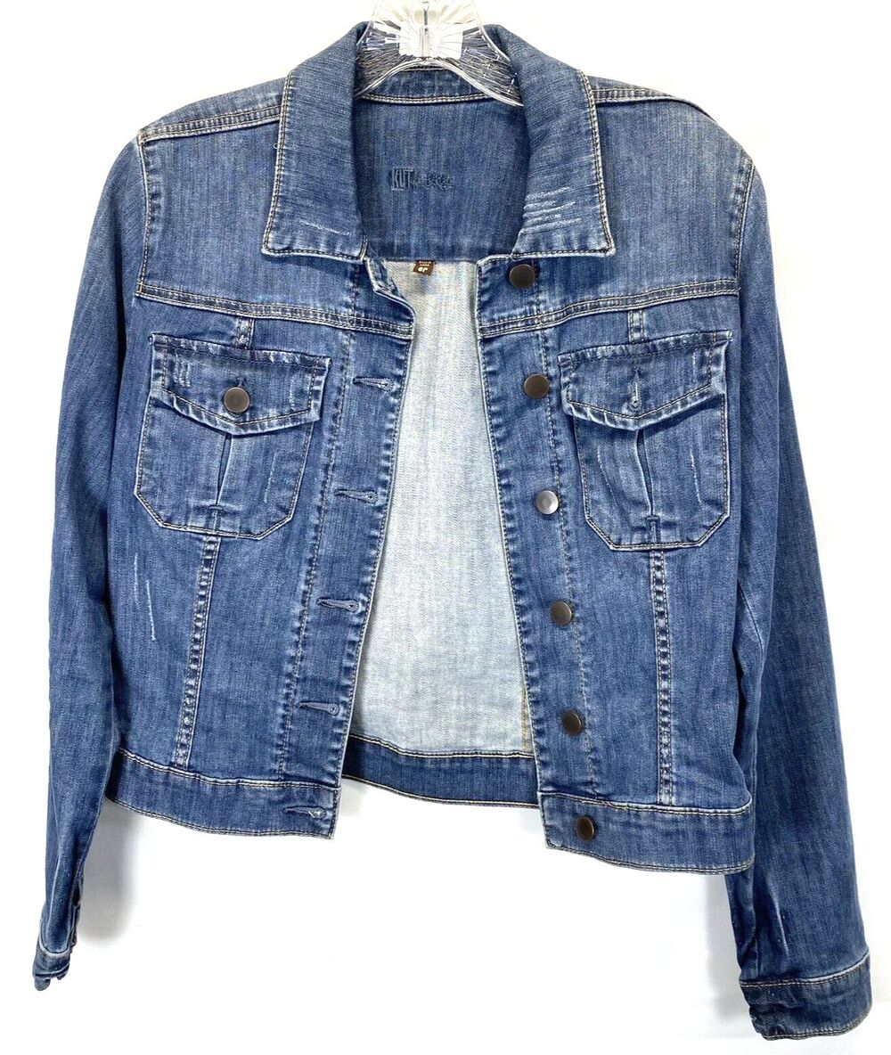 KUT from the Kloth Womens SP Amelia Jean Jacket Blue Denim Cotton Blend RN58539